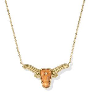 Kendra Scott Texas Longhorn Short Pendant Necklace 14k Gold Plated Lobster Clasp